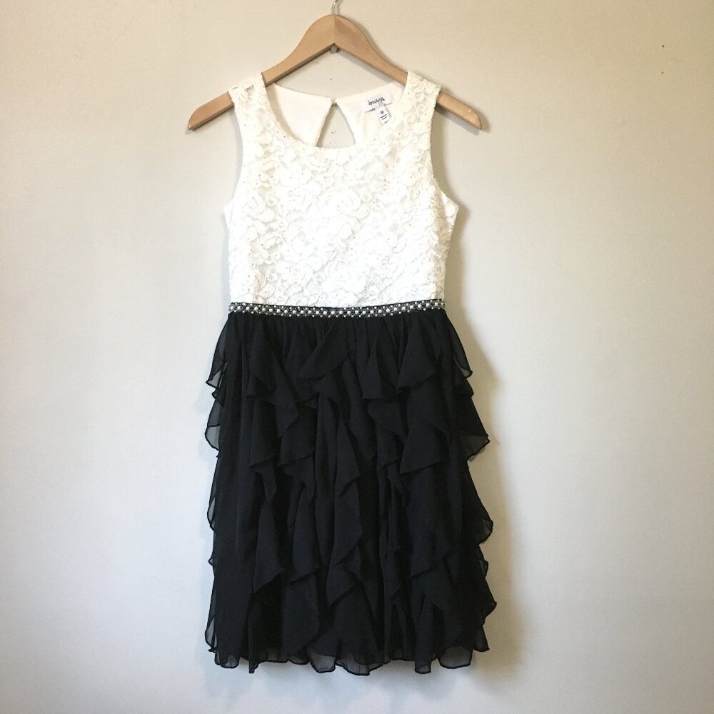 Speechless Pearl Embellished Lace Chiffon Goth Coquette Prom Dress